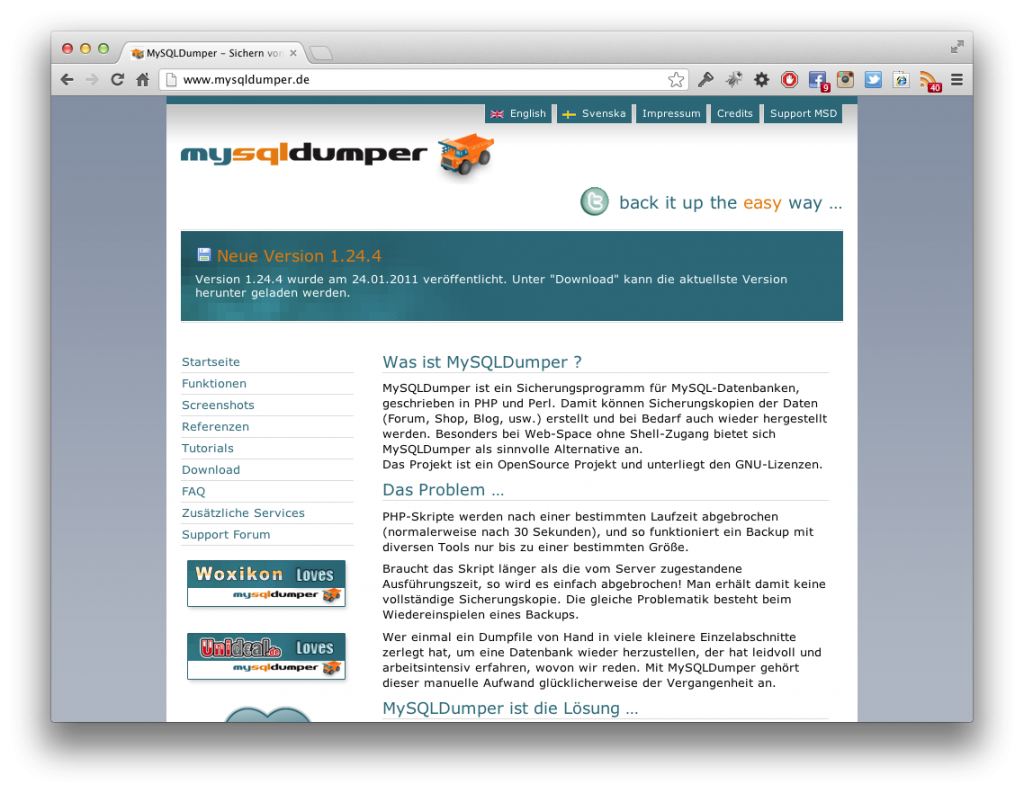Screenshot MySQLDumper