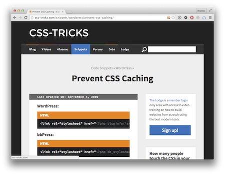 Screenshot CSS Caching verhindern