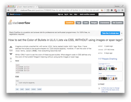 Screenshot HTML-Listen stylen