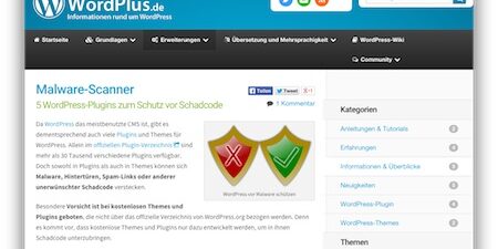 Screenshot Malware Scanner für WordPress